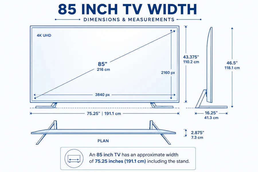 85 inch tv dimensions
