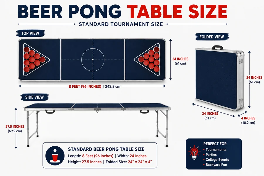 beer pong table sizes